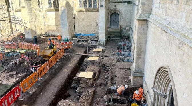 Roman remains unearthed by archaeologists at Exeter Cathedral